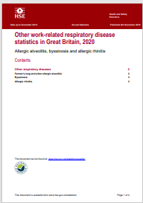 Other work-related respiratory disease statistics in Great Britain, 2020 